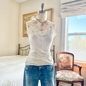 y2k white lace cami arden b size medium